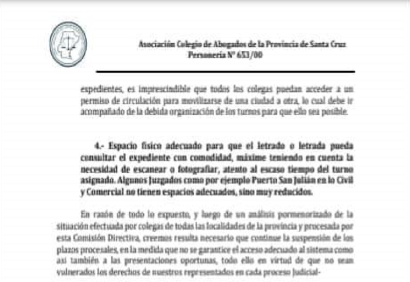 Colegio de Abogados pide nuevos protocolos sanitarios 