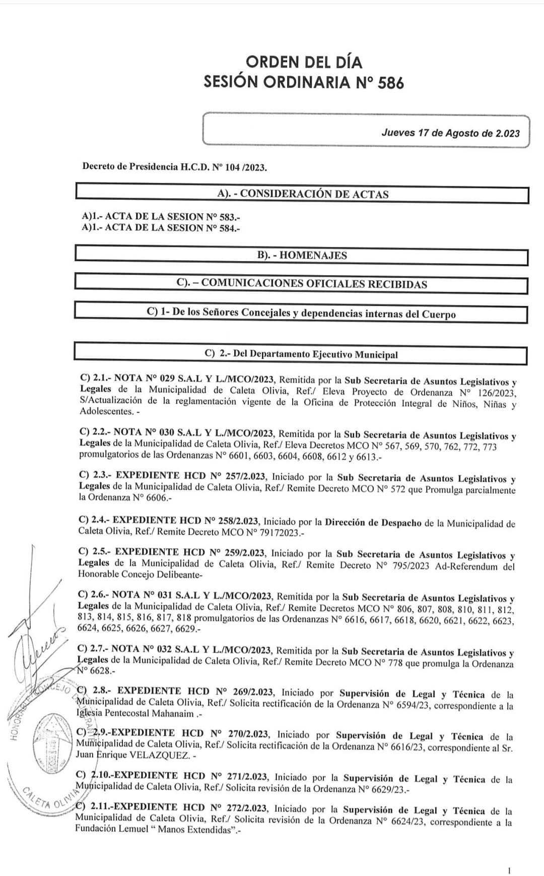 Sesiona el Concejo Deliberante y solicitaran colocación de reductores y cartelería en la zona del Hospital Zonal