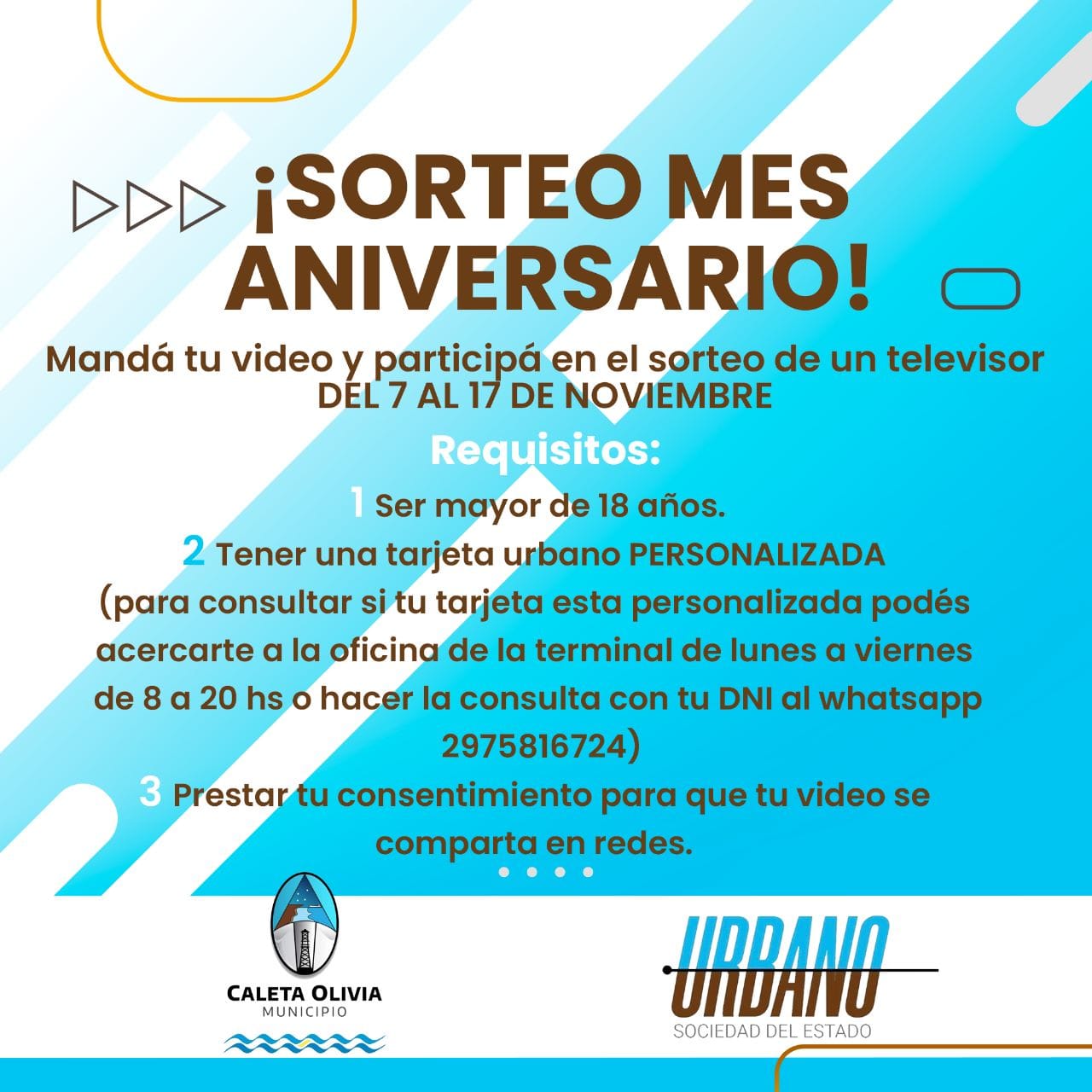 Urbano S.E. sortea un televisor por el aniversario de Caleta Olivia
