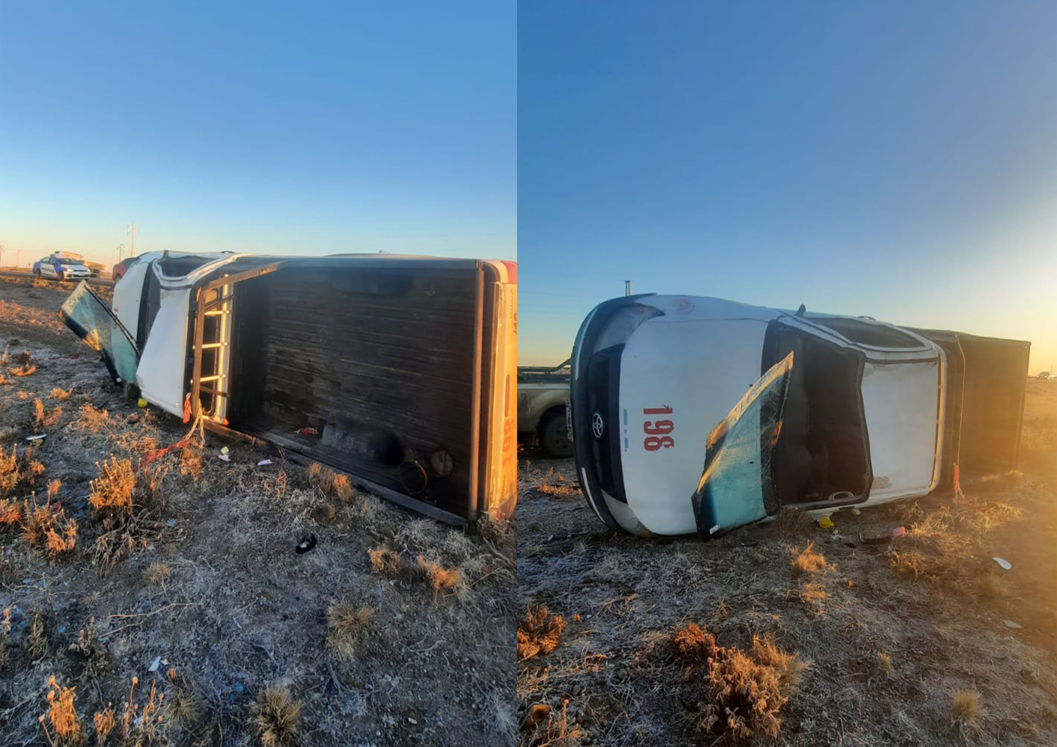 Accidente en la ruta Cañadón - Pico Truncado: Volcó una camioneta perteneciente a una empresa petrolera 