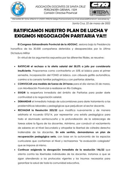 Sin clases: Habrá paro de Adosac este viernes