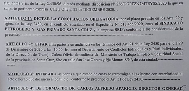 Conflicto petrolero con SEIP: la audiencia de conciliación será el 29