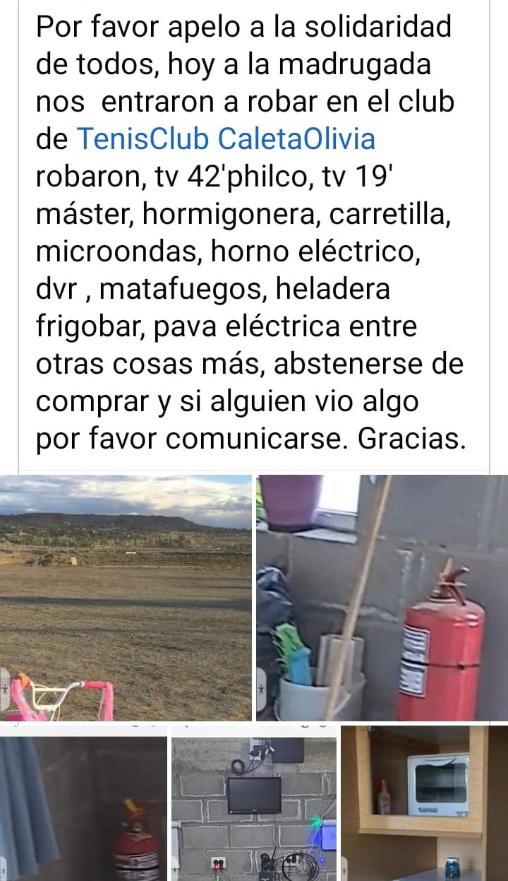 Cortaron la luz, entraron y saquearon el predio de Tenis Club Caleta Olivia