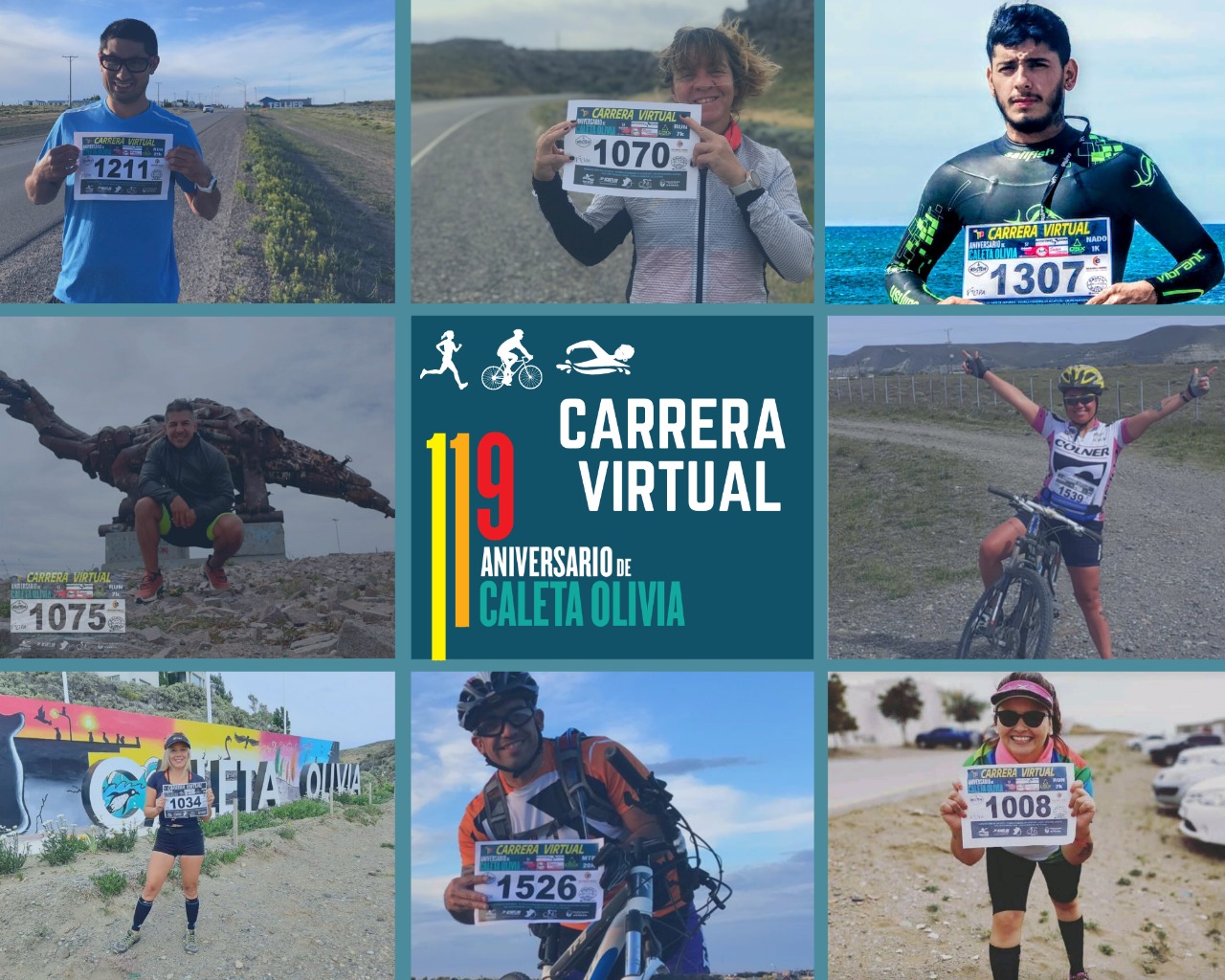 Gran convocatoria de atletas para la 1° Carrera Virtual 119 aniversario de Caleta Olivia