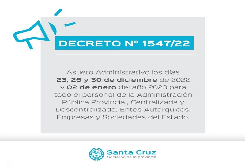 El Gobierno dispuso asueto administrativo para las fiestas de fin de año y determinó el receso anual