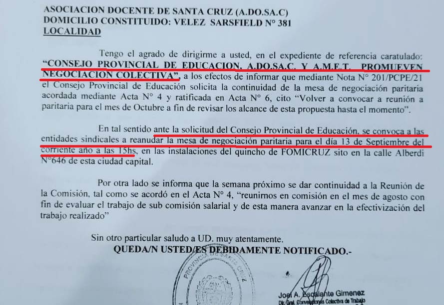 Los gremios docente fueron llamados a paritaria salarial para el 13 de septiembre