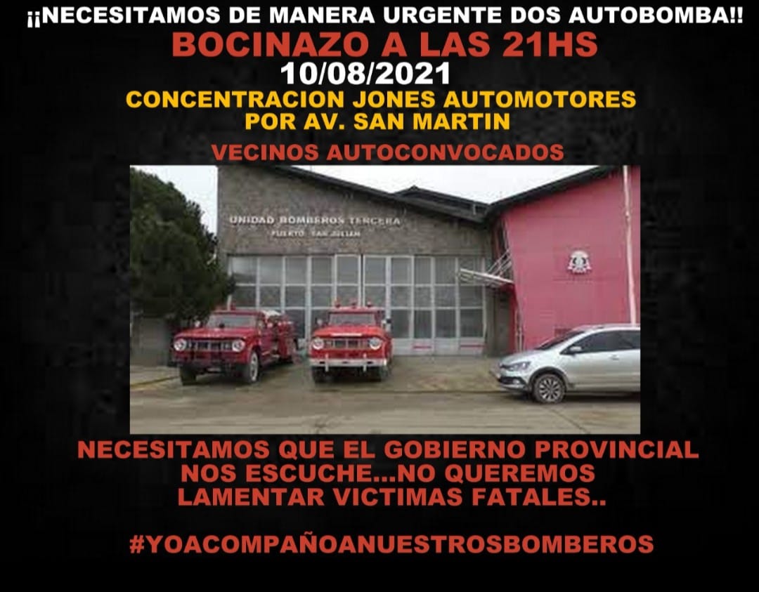 Puerto San Julián: vecinos autoconvocados piden de manera urgente un autobomba