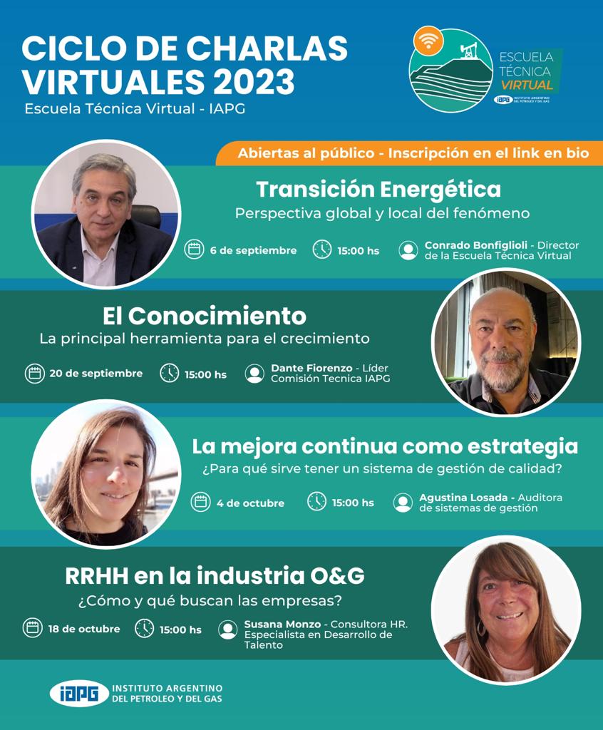 La Escuela Técnica Virtual del IAPG presenta un Ciclo de charlas abiertas