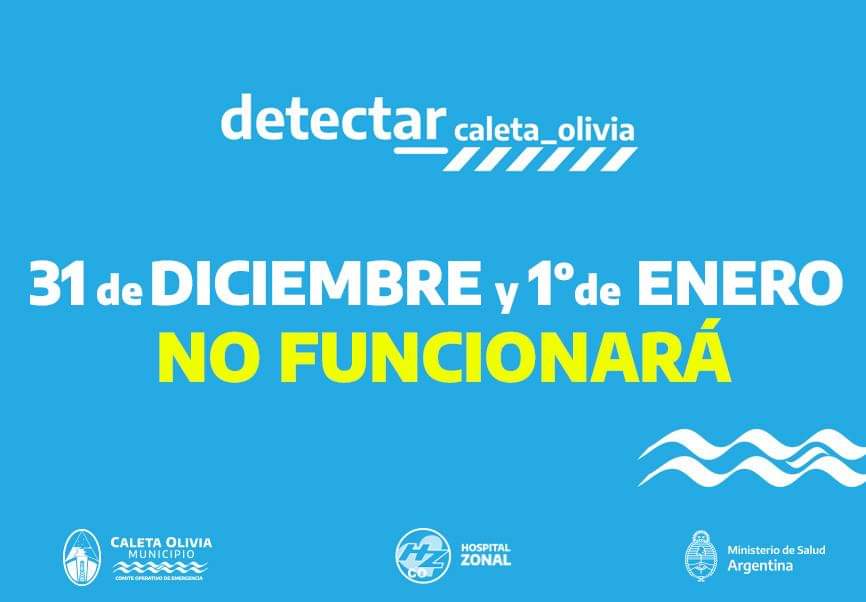 IMPORTANTE: Los días 31 de diciembre y 1 de enero, no funcionará el plan Detectar