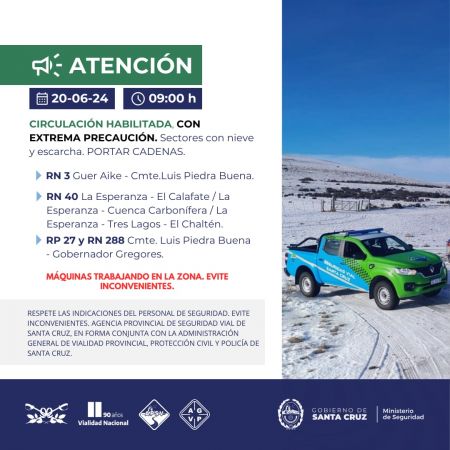 Circulación en Santa Cruz: rutas habilitadas y precauciones