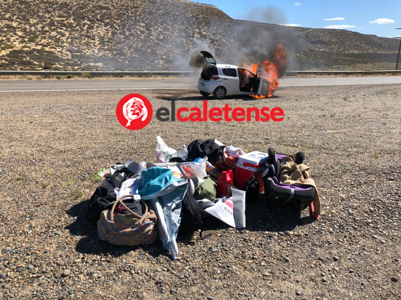Una familia volvía de vacaciones, se les incendió el auto en la ruta y hay un mecánico comodorense señalado por la falla