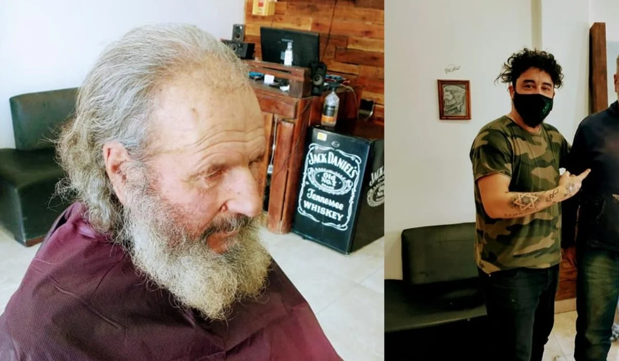 Día del Peluquero: Peluquero solidario de Comodoro le cambió el look a un hombre de la calle y quedó irreconocible