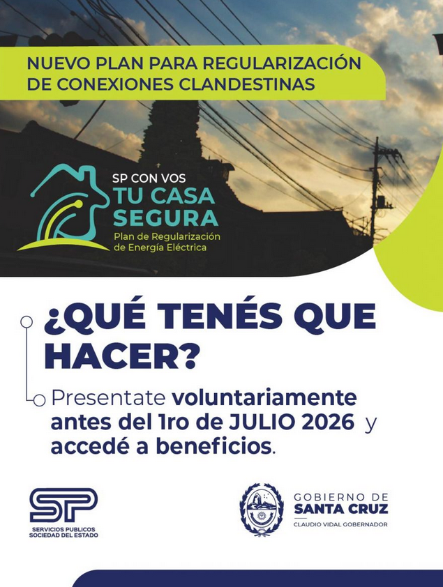 Santa Cruz lanza un plan para regularizar conexiones eléctricas clandestinas con beneficios