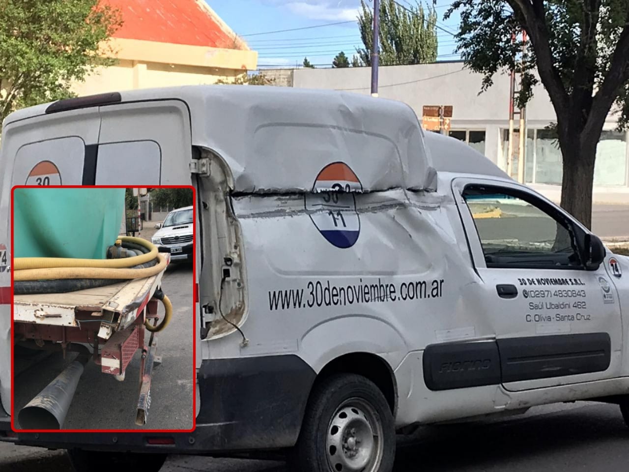 Un camión de agua y un vehículo de transportes chocaron en la avenida San Martín: 