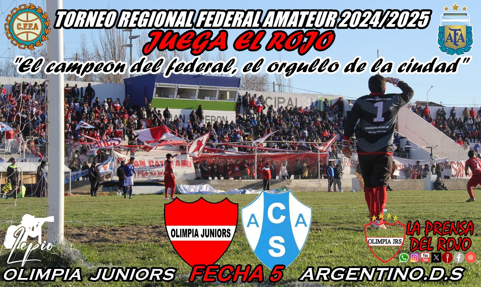 Olimpia Juniors recibe a Argentino del Sud de Comandante Luis Piedrabuena