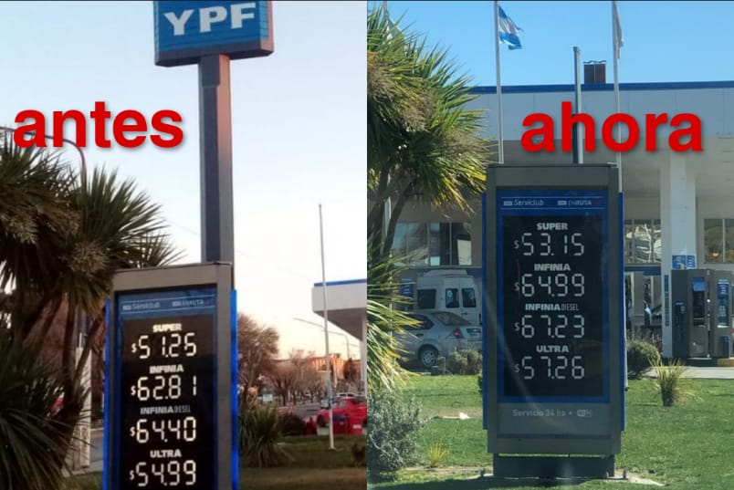 En Caleta Olivia el aumento de las naftas YPF supero el 3,5% anunciado: el ajuste era diferencial por región del pais 