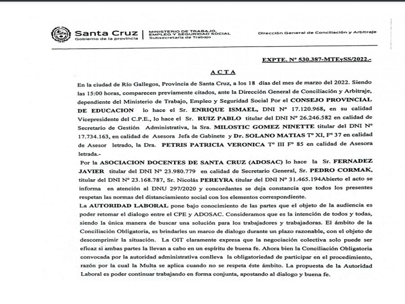 ADOSAC buscará acatar la Conciliación Obligatoria