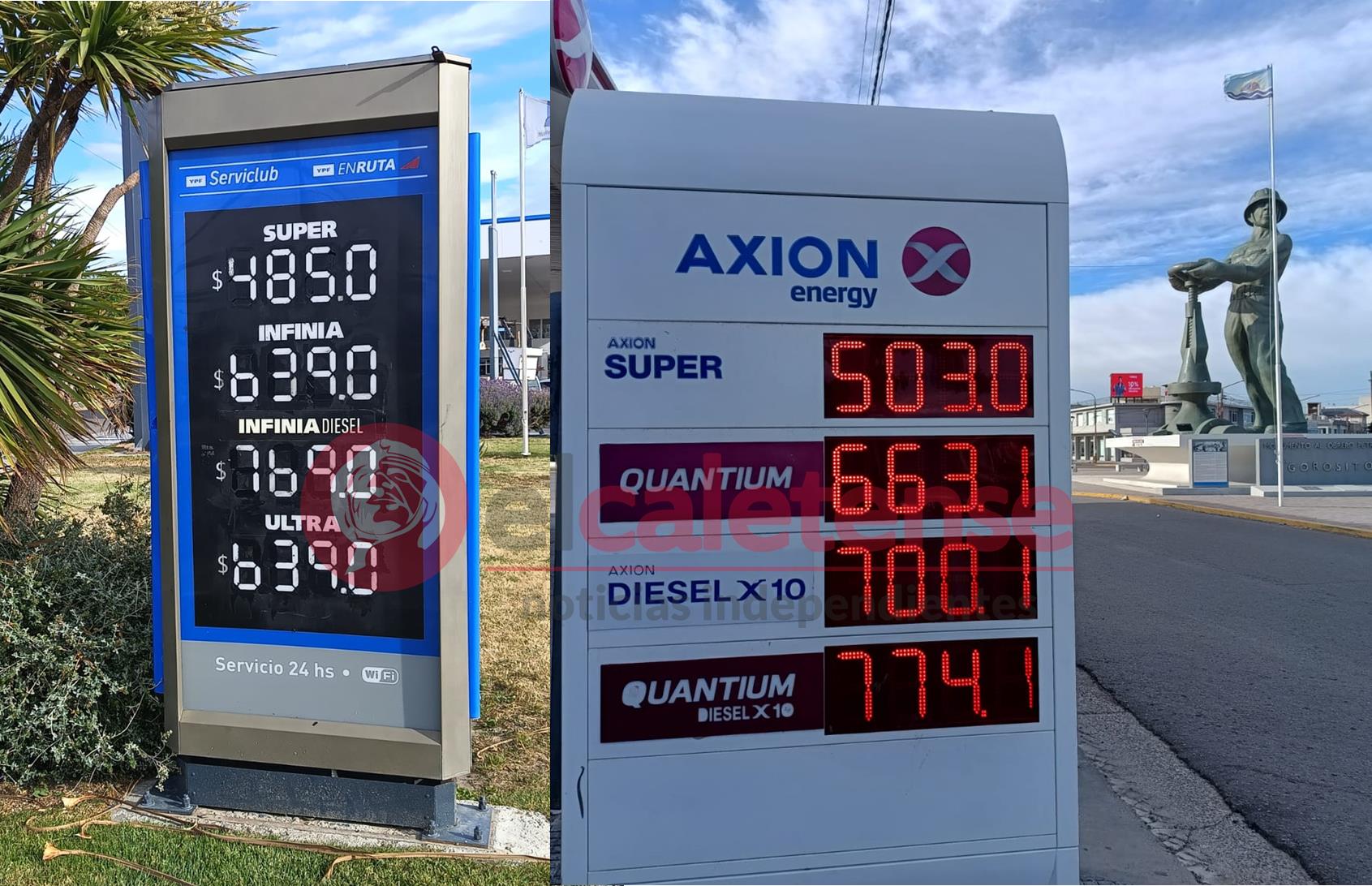 Otro fuerte aumento: en Caleta el litro de nafta súper ya supera los $500