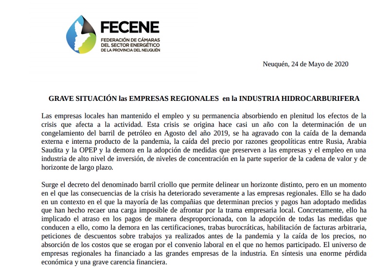 Alarma en Neuquén: empresas ven un panorama negro para junio
