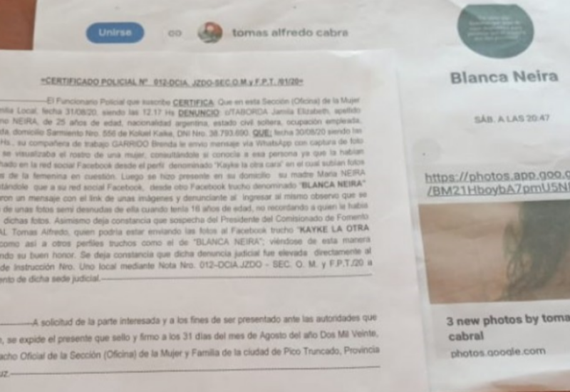 Una joven apuntó contra un funcionario por la publicación de sus fotos íntimas