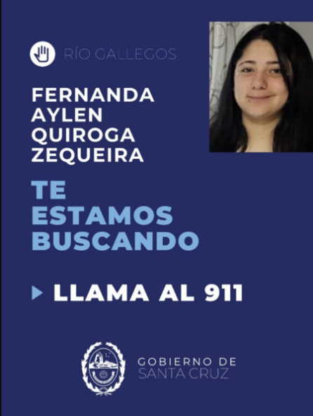 Te estamos buscando: solicita ayuda para encontrar a Fernanda Aylén Quiroga Zequeira