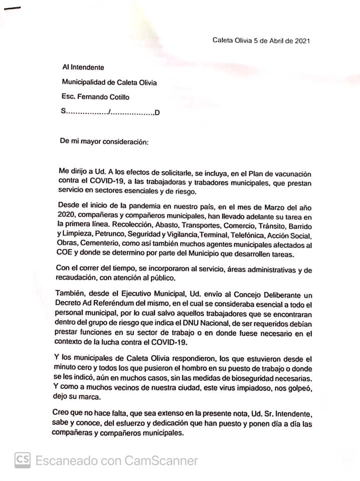 José Avellaneda solicita al Intendente que se genere un plan de vacunación para personal municipal esencial 