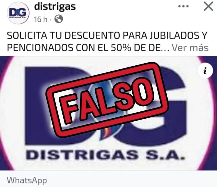 Distrigas S.A. advierte sobre mensajes falsos en redes y aplicaciones