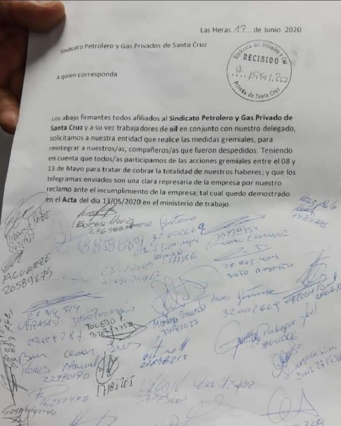 Conflicto en Oil: luego de reclamos despidieron a seis trabajadores