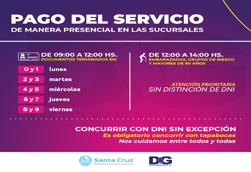 Distrigas habilitará el pago del servicio de manera presencial a partir de mañana