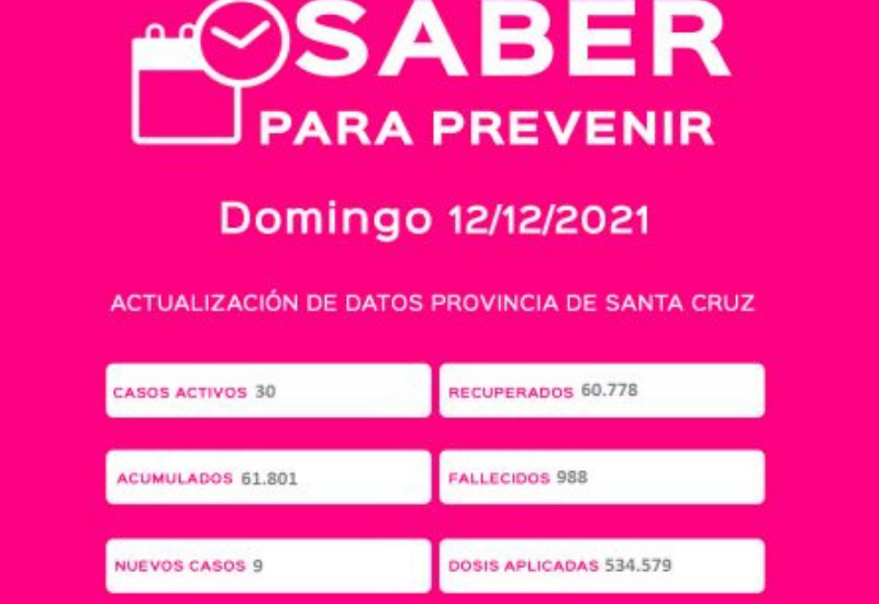 Ayer se registraron 9 casos nuevos de covid-19 en todo Santa Cruz, Caleta mantiene 2 activos