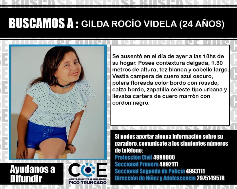 Buscan en Caleta Olivia a una joven con retraso madurativo e insulina dependiente 