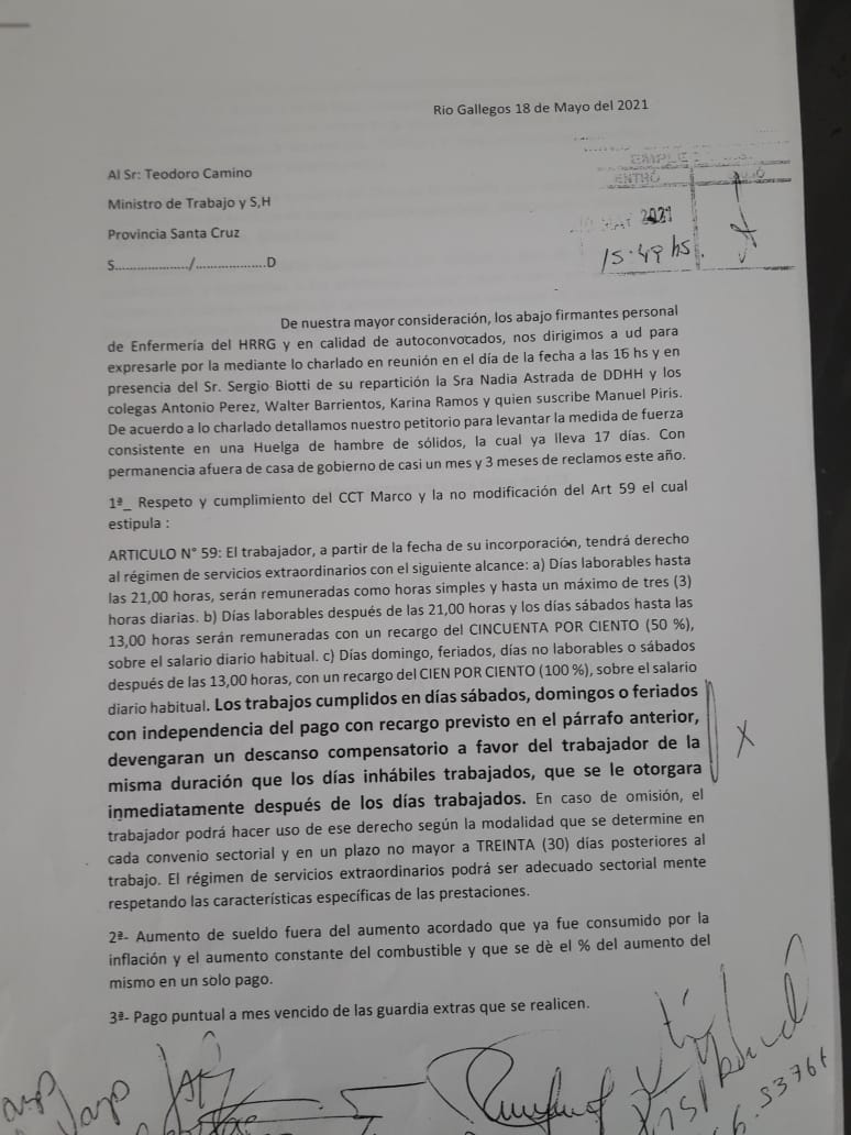 El ministro de Trabajo recibirá a cuatro enfermeros para abordar sus reclamos particulares