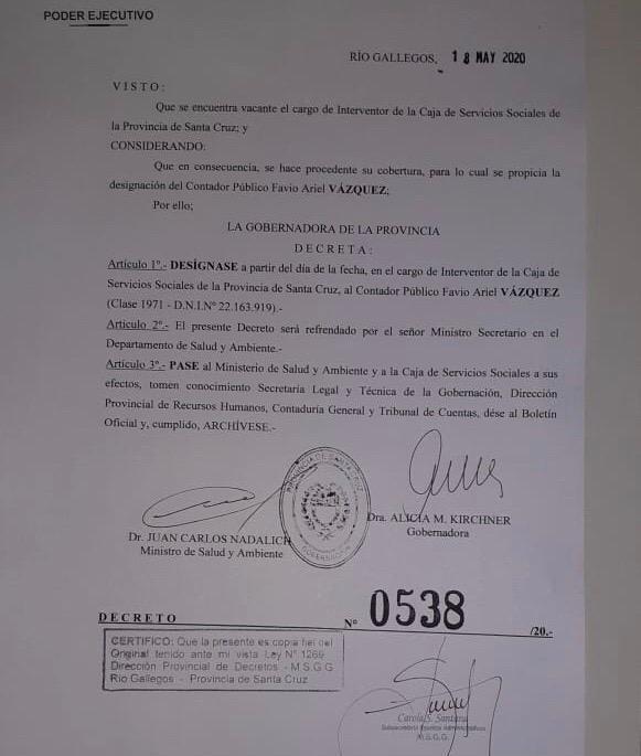 El gobierno confirmo a Favio Vasquez como nuevo interventor en la CSS