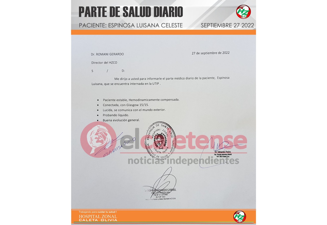 El nuevo parte de la niña de 12 años indica que se encuentra estable y que evoluciona bien