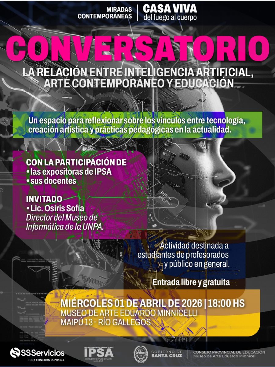 Invitan a un conversatorio sobre inteligencia artificial, arte y educación en Río Gallegos