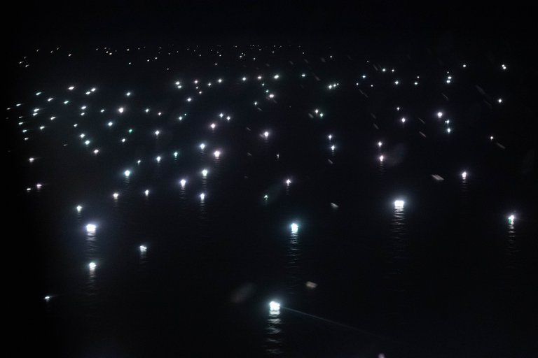 Impactante: la ciudad de luces que flota en el Mar Argentino y está depredando nuestras aguas