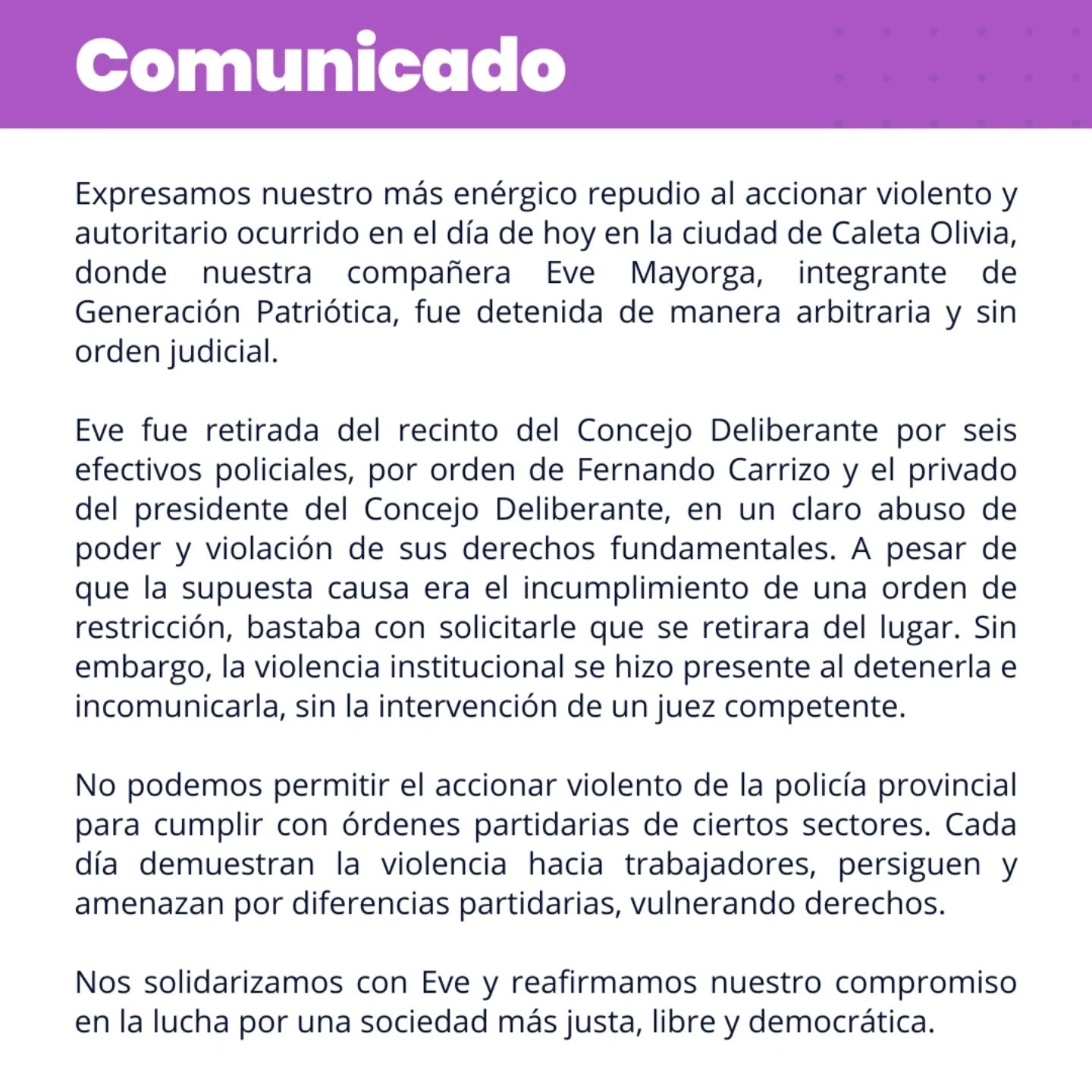 Jairo Guzmán: “No hubo ningún reclamo puntual. El reclamo era netamente político”