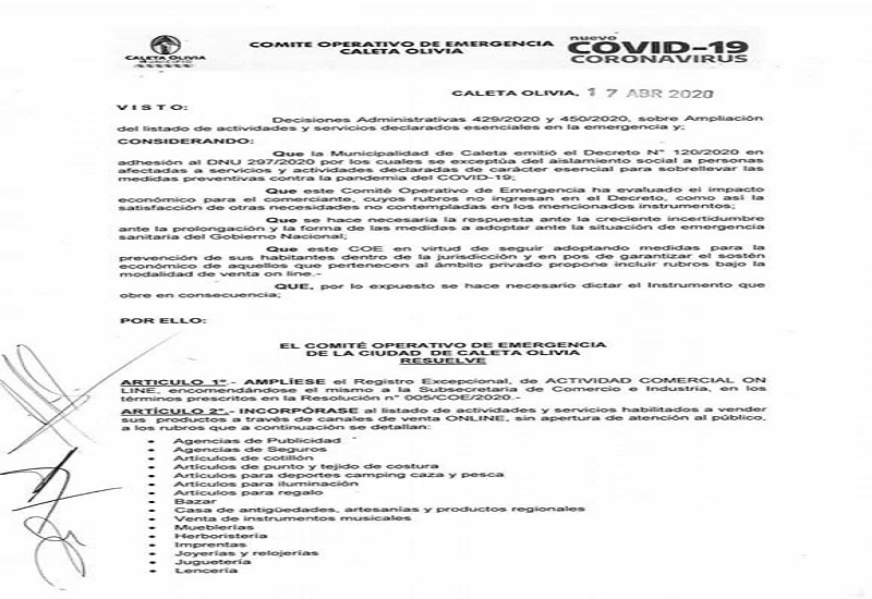 El COE flexibilizo y habilito mas comercios que pueden realizar venta de productos y servicios en línea
