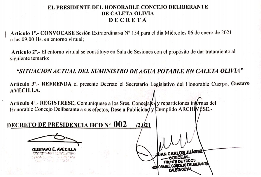 El Concejo de Caleta sesionará mañana para tratar la emergencia hídrica
