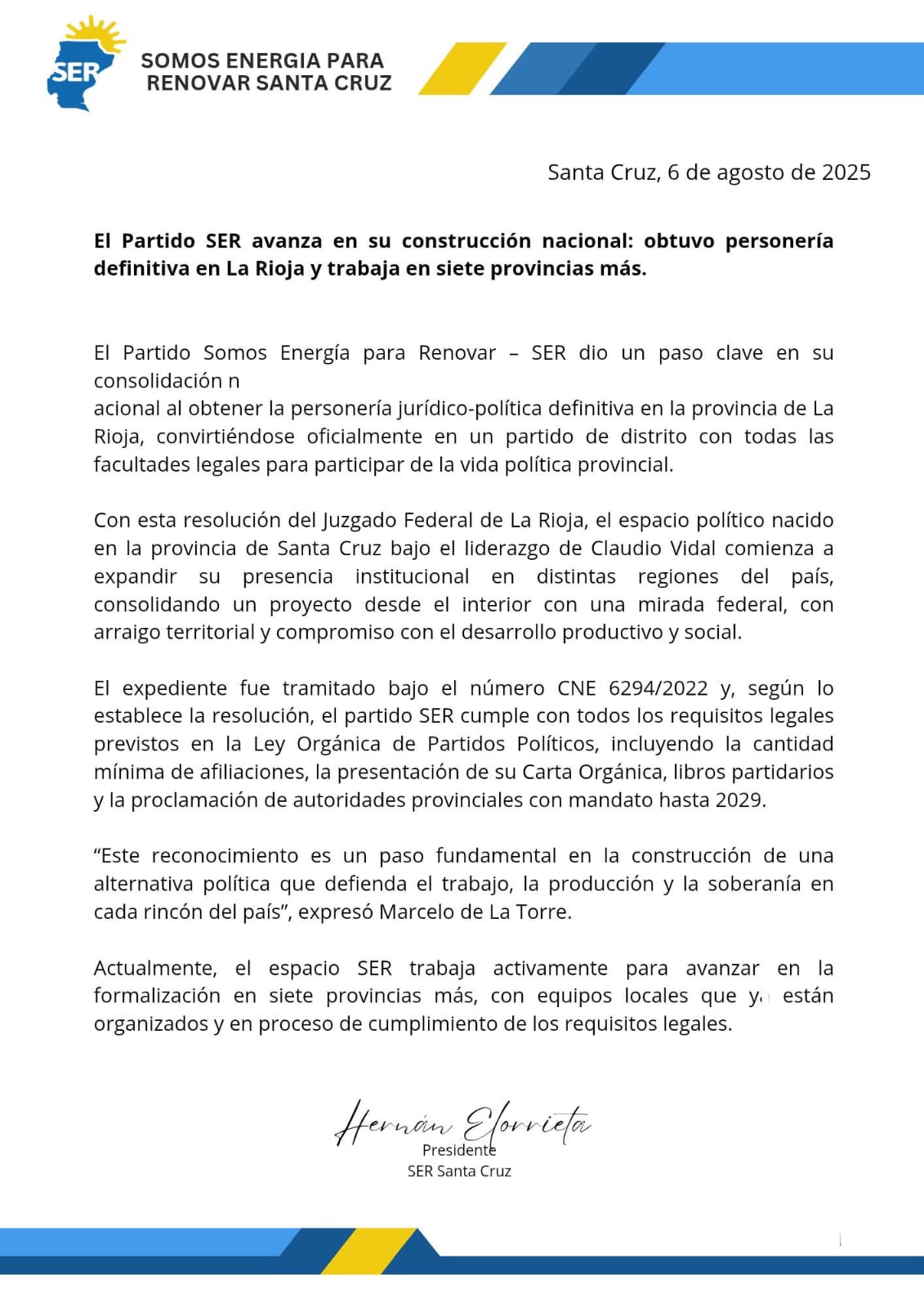 Juan Manuel Bórquez pidió acompañar el financiamiento para garantizar obras y empleo en Santa Cruz