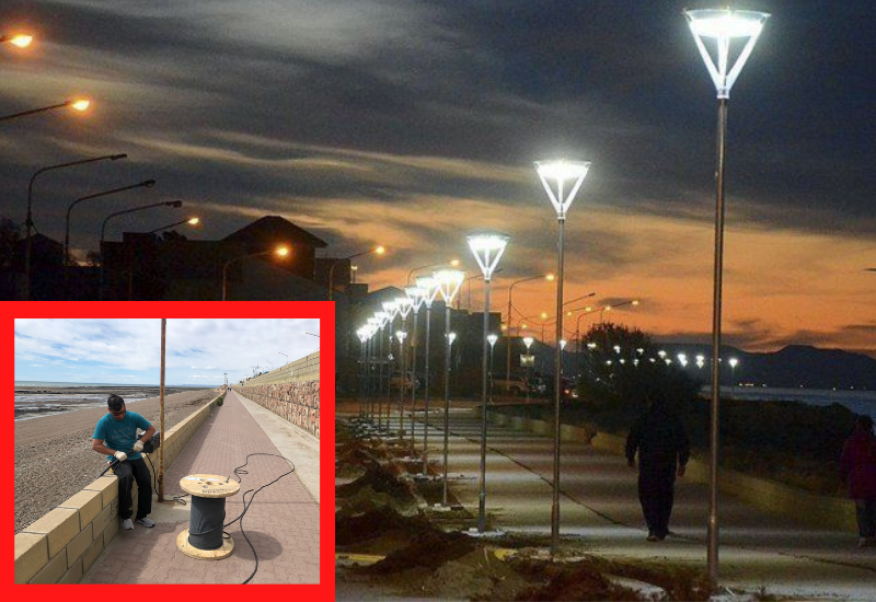 Se iniciaron las reparaciones de iluminaria en el puente peatonal de la costanera frente a lapeyrade