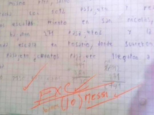 Un maestro de matemática le puso un 