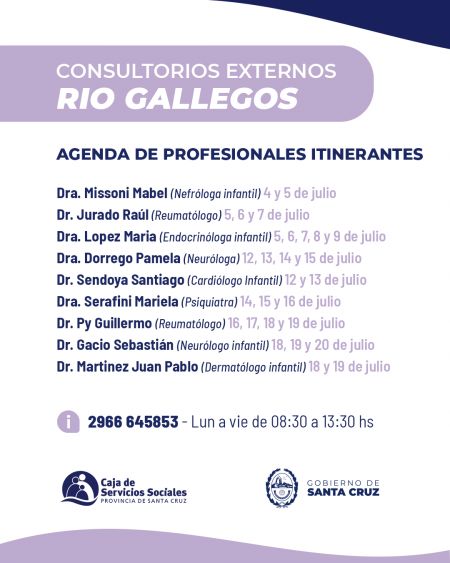 Consultorios Externos de la CSS: Conocé la agenda del mes de julio
