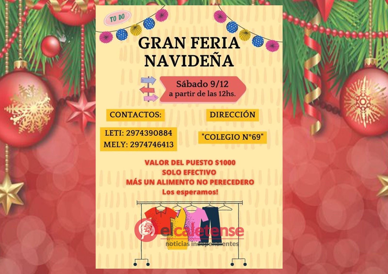 Realizan la ultima feria navideña del año en el Colegio N° 69