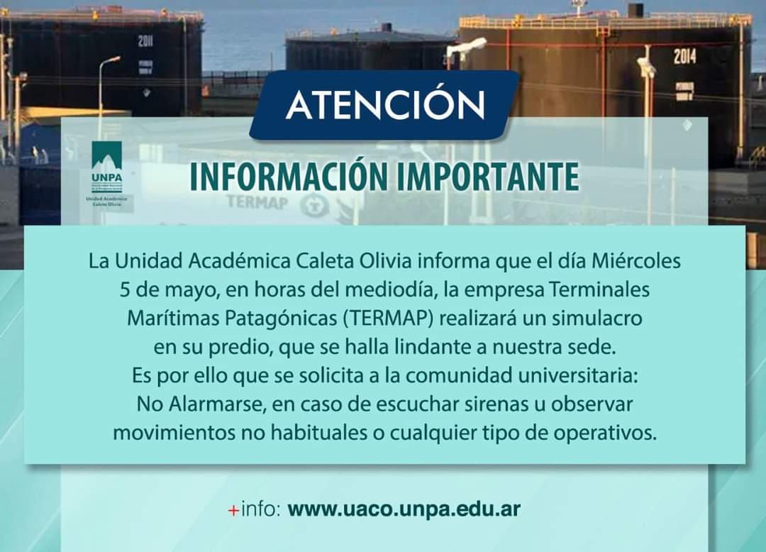 Termap realizará un simulacro y advierten a la comunidad universitaria para que 