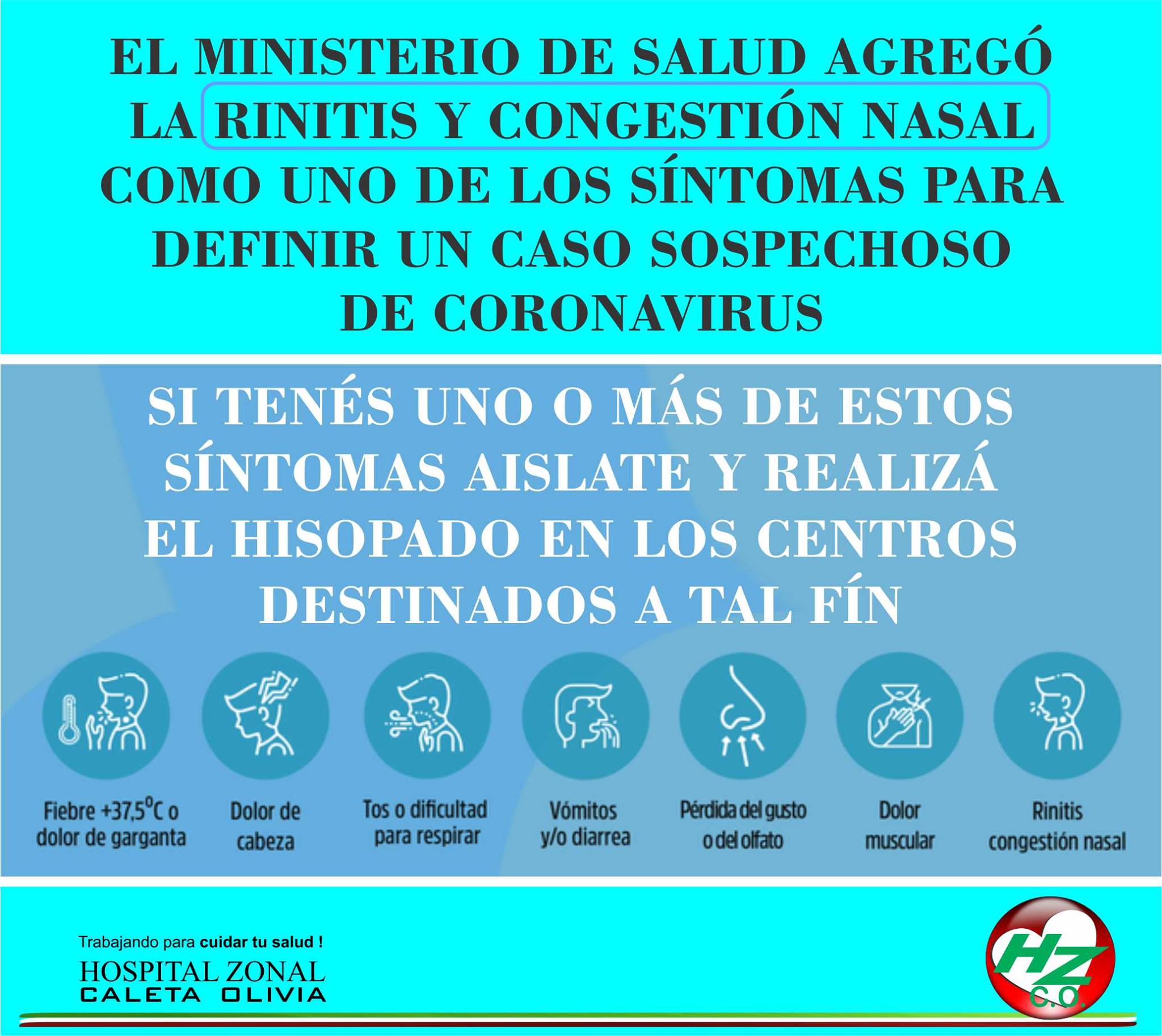 El Ministerio de Salud agregó la rinitis y congestión nasal a la definición de caso sospechoso de coronavirus por tratarse de 