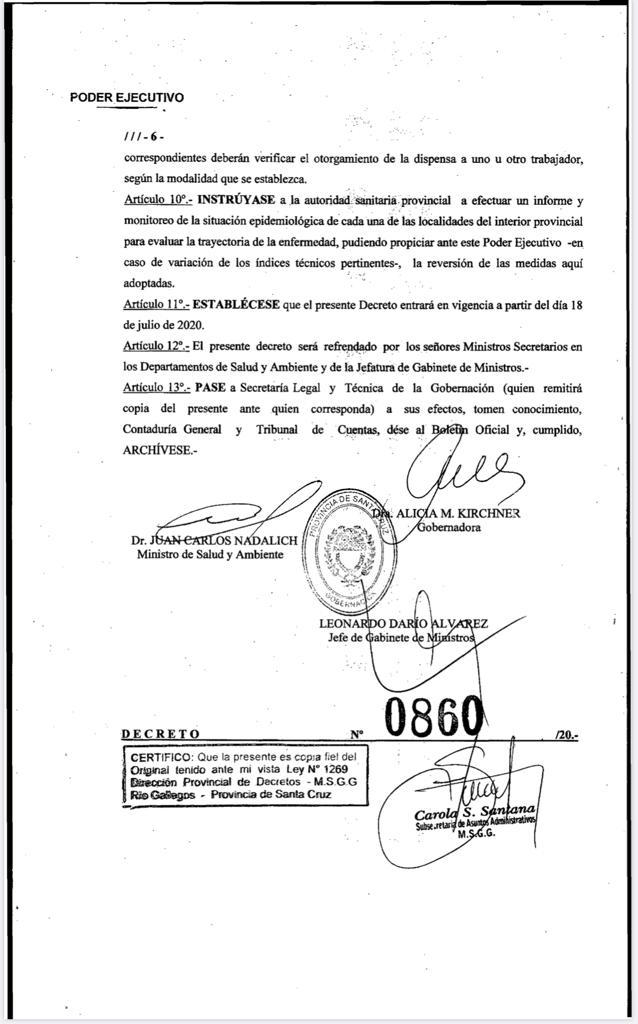 Alicia Kirchner firmó el Decreto que extiende el 