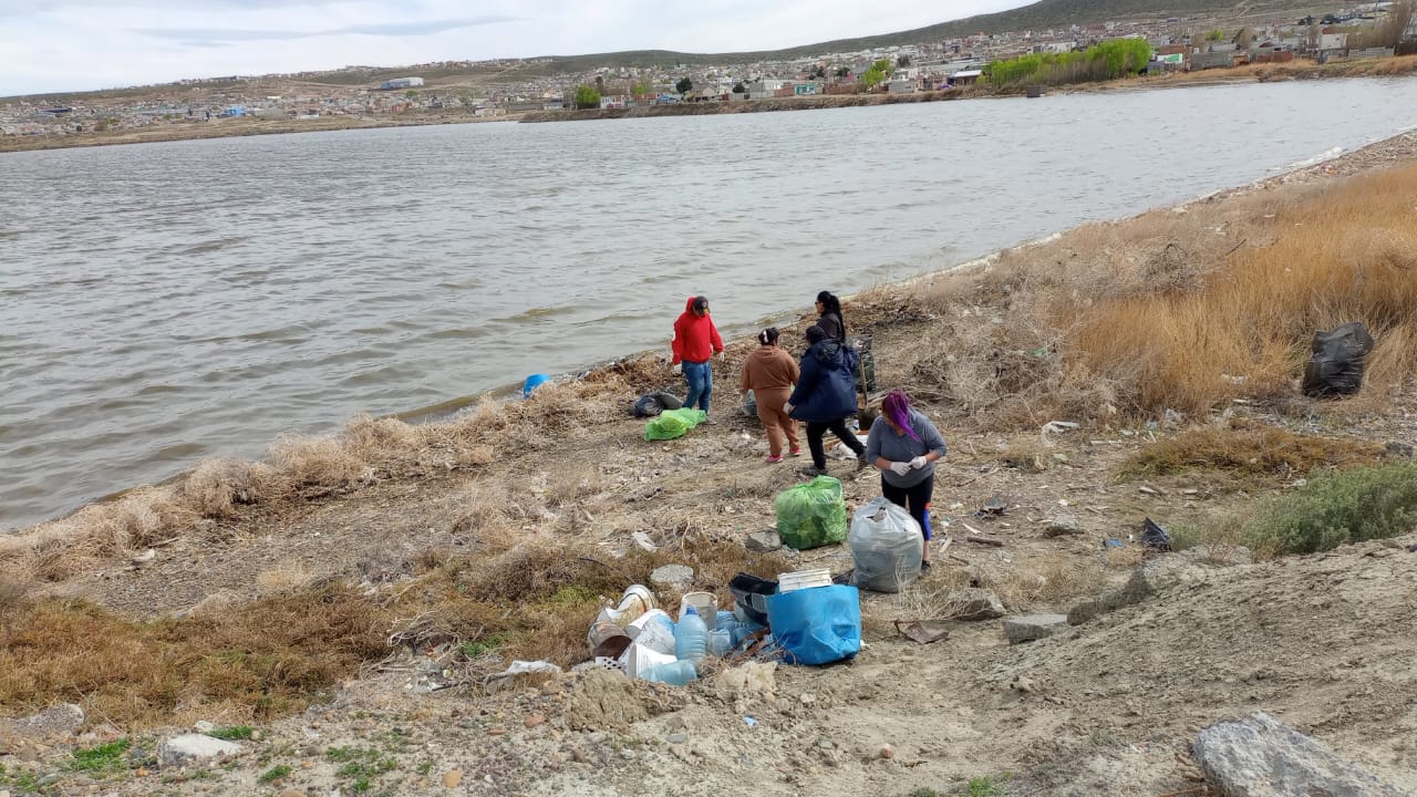 Vecinos autoconvocados de Caleta limpian y desmalezan la Segunda Laguna 