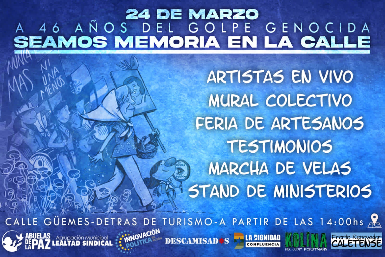 Distintas agrupaciones peronistas realizarán una jornada artística por el 24 de marzo