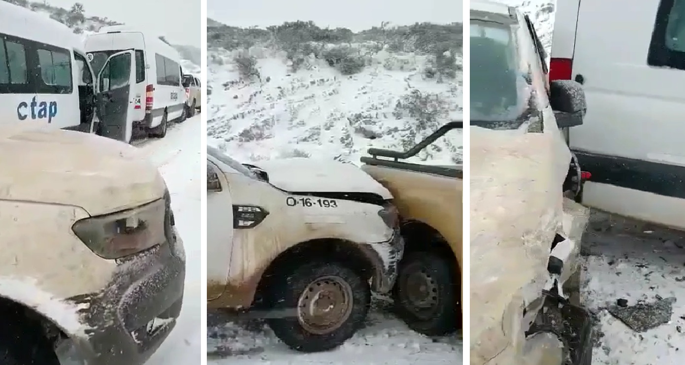 Choque múltiple por ruta 70 camino a Los Perales, por la nieve acumulada